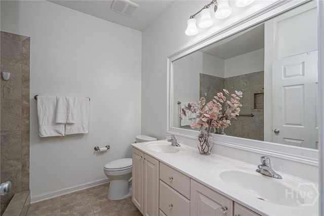 141 Regency Cir, Pooler, GA 31322 - bathroom with double vanity, a walk in shower, and tile patterned floors
