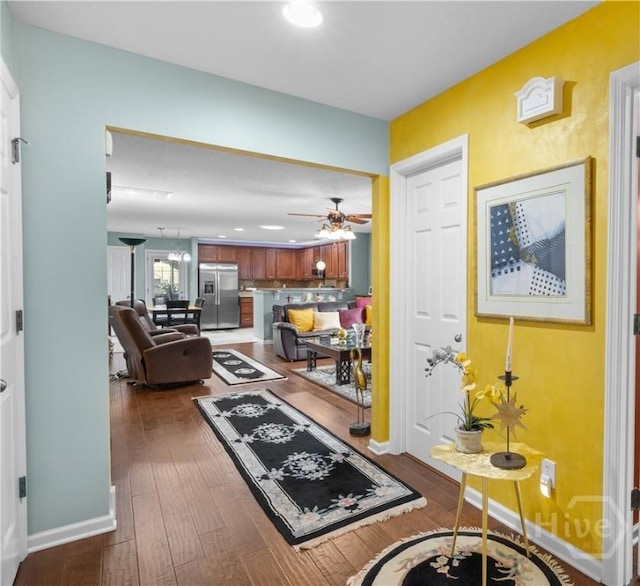 335 Winchester Dr, Pooler, GA 31322 - living room featuring dark wood-style flooring and ceiling fan