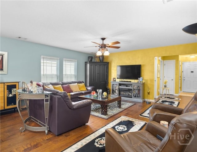 335 Winchester Dr, Pooler, GA 31322 - living area with ceiling fan and wood finished floors