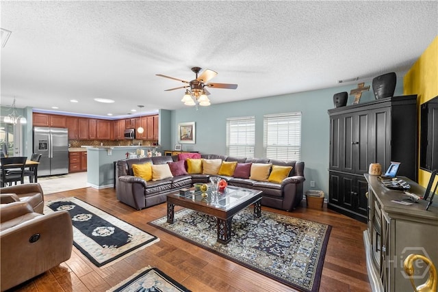 335 Winchester Dr, Pooler, GA 31322 - living room with plenty of natural light, ceiling fan, a textured ceiling, light wood-style flooring, and recessed lighting