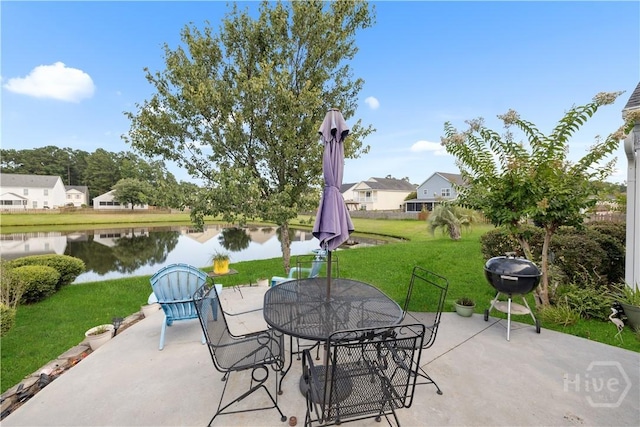 335 Winchester Dr, Pooler, GA 31322 - view of patio featuring a water view, outdoor dining space, and grilling area