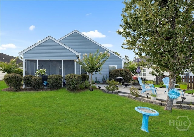 335 Winchester Dr, Pooler, GA 31322 - back of house featuring a patio area, a sunroom, and a yard
