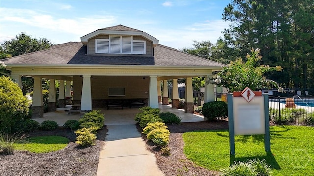 302 Morgan Pines Dr, Pooler, GA 31322 - rear view of house featuring roof with shingles, a patio, and ceiling fan