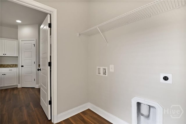 302 Morgan Pines Dr, Pooler, GA 31322 - washroom featuring hookup for a washing machine, electric dryer hookup, dark wood-style floors, and recessed lighting