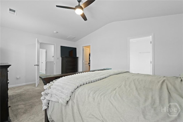 13 Summer Place Dr, Guyton, GA 31312 - bedroom with vaulted ceiling, carpet, and ceiling fan