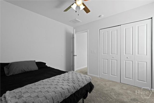 13 Summer Place Dr, Guyton, GA 31312 - bedroom with carpet floors, a closet, and a ceiling fan