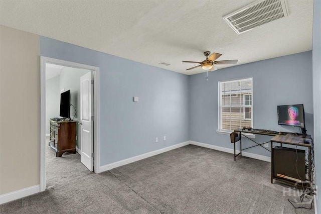 1237 Cypress Fall Cir, Hinesville, GA 31313 - unfurnished office with carpet floors, a ceiling fan, and a textured ceiling