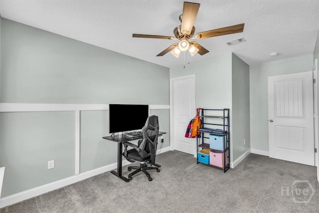 1237 Cypress Fall Cir, Hinesville, GA 31313 - carpeted home office with ceiling fan and baseboards