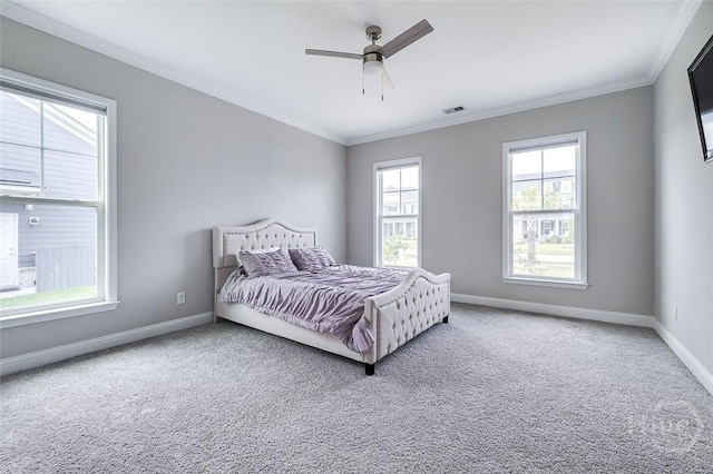 127 Champlain Dr, Pooler, GA 31322 - carpeted bedroom with ornamental molding and a ceiling fan