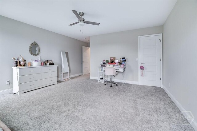 127 Champlain Dr, Pooler, GA 31322 - carpeted home office featuring a ceiling fan and baseboards