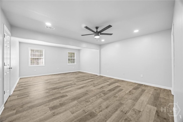 166 Old Sunbury Trl, Midway, GA 31320 - unfurnished room with wood finished floors, recessed lighting, and ceiling fan
