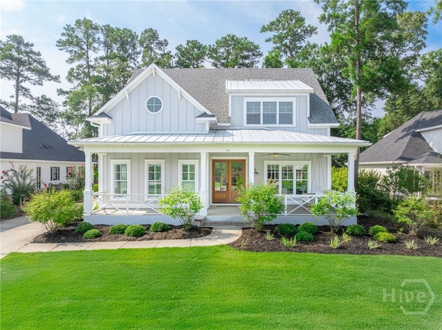 122 Kent, Pooler, GA 31322 - modern farmhouse style home featuring a porch, french doors, and board and batten siding