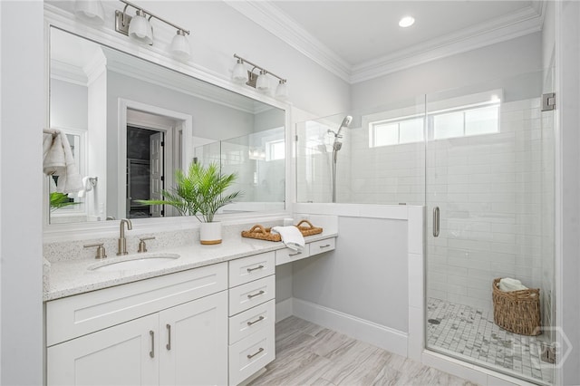 122 Kent, Pooler, GA 31322 - full bath featuring vanity, a shower stall, and ornamental molding