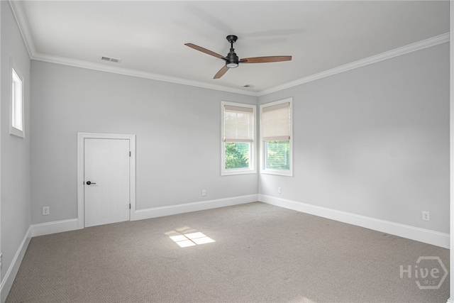 122 Kent, Pooler, GA 31322 - empty room featuring crown molding, a ceiling fan, and carpet