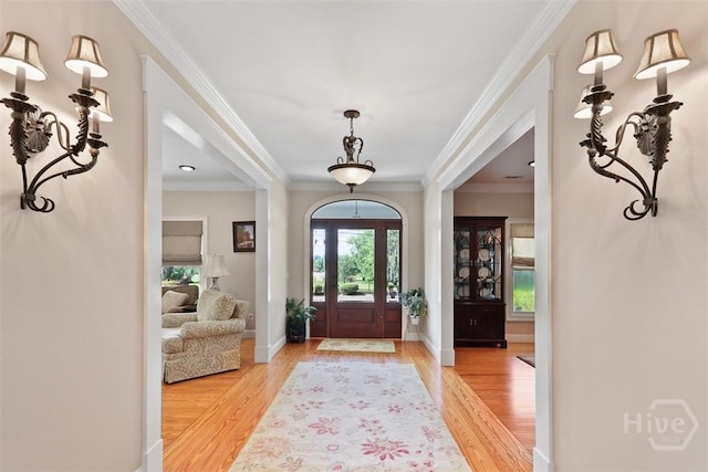 606 Rivers End Dr, Savannah, GA 31406 - foyer with light wood-type flooring and ornamental molding