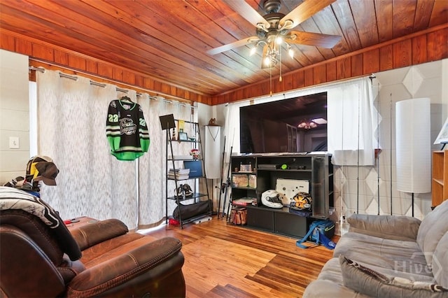 606 Rivers End Dr, Savannah, GA 31406 - living room with wood ceiling, a ceiling fan, and wood finished floors