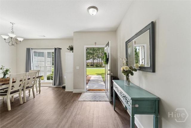 202 Orleans Trl, Statesboro, GA 30461 - entryway featuring wood finished floors, a chandelier, and plenty of natural light