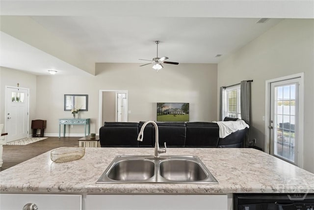 202 Orleans Trl, Statesboro, GA 30461 - kitchen with open floor plan, healthy amount of natural light, and a ceiling fan