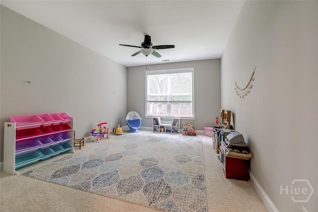 121 Cypress Loop, Bloomingdale, GA 31302 - rec room with a ceiling fan and carpet flooring