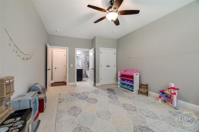121 Cypress Loop, Bloomingdale, GA 31302 - recreation room featuring a ceiling fan and carpet floors