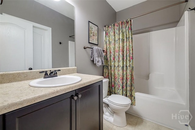 121 Cypress Loop, Bloomingdale, GA 31302 - bathroom with tile patterned floors, vanity, and shower / bathtub combination with curtain
