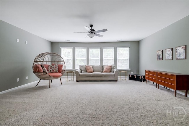 121 Cypress Loop, Bloomingdale, GA 31302 - carpeted living room with a ceiling fan and baseboards