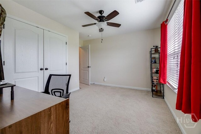 121 Cypress Loop, Bloomingdale, GA 31302 - unfurnished office featuring carpet flooring and ceiling fan