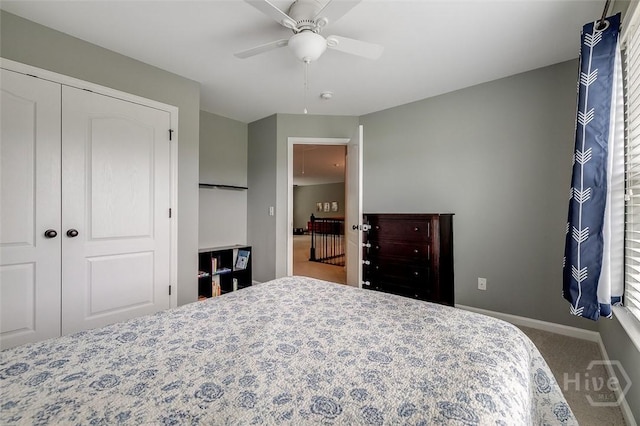 121 Cypress Loop, Bloomingdale, GA 31302 - carpeted bedroom featuring a closet and ceiling fan