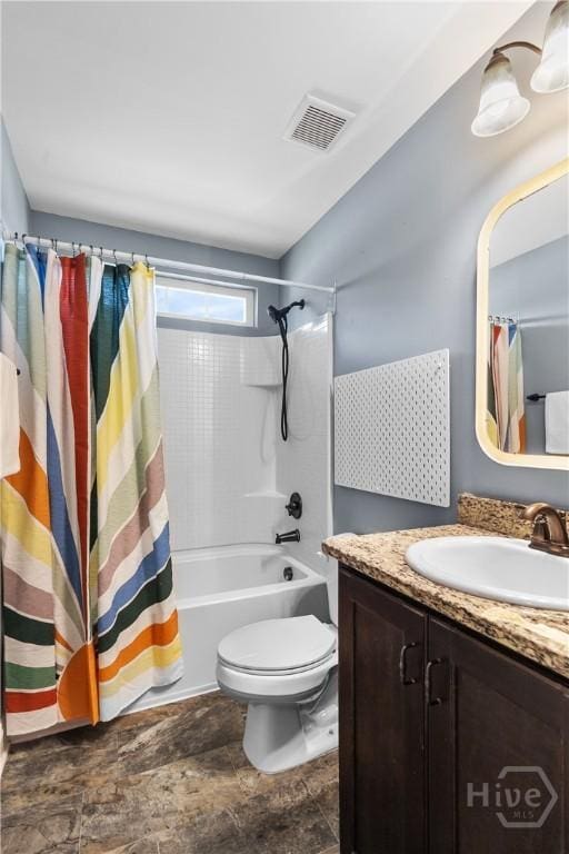 85 Wicklow Dr, Richmond Hill, GA 31324 - full bath with vanity, shower / bath combination with curtain, and stone finish flooring
