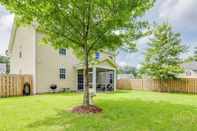 353 Casey Dr, Pooler, GA 31322 - back of property with a sunroom and a fenced backyard