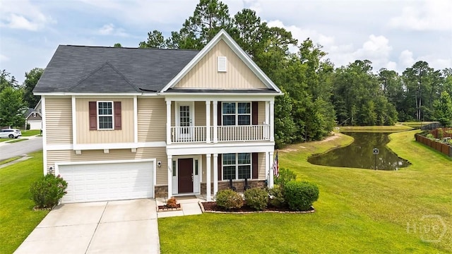 353 Casey Dr, Pooler, GA 31322 - view of front of house featuring board and batten siding, an attached garage, driveway, and a front lawn