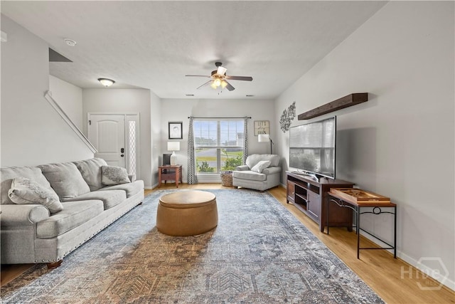 130 Whirlwind Way, Guyton, GA 31312 - living area featuring ceiling fan and wood finished floors