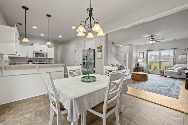 130 Whirlwind Way, Guyton, GA 31312 - dining area with ceiling fan, recessed lighting, and a chandelier