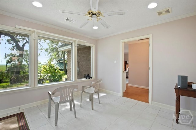 245 Youmans Rd, Midway, GA 31320 - dining room featuring a ceiling fan, crown molding, and recessed lighting