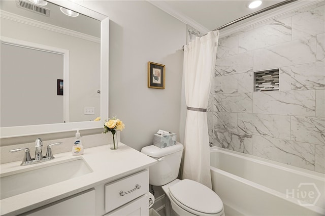 131 Como Dr, Pooler, GA 31322 - full bathroom with crown molding, vanity, and shower / bath combo with shower curtain