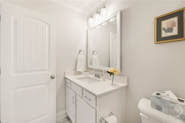 131 Como Dr, Pooler, GA 31322 - half bath with vanity, marble finish floors, and crown molding