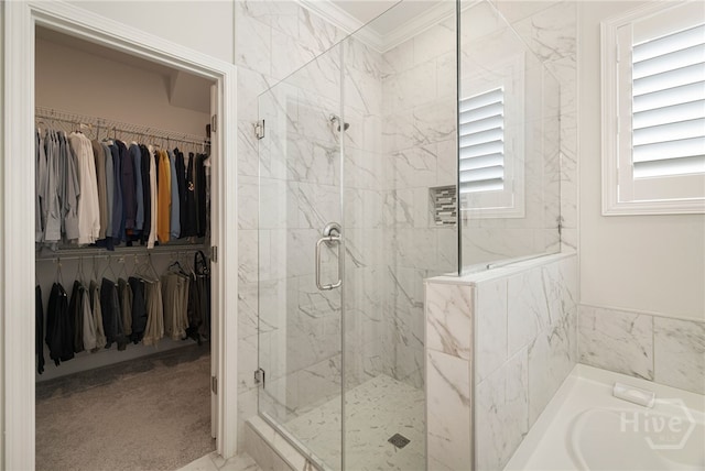 131 Como Dr, Pooler, GA 31322 - full bath with a garden tub, a marble finish shower, crown molding, and a walk in closet
