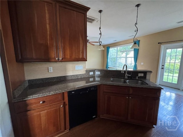 8 Fairgreen St, Savannah, GA 31407 - kitchen with dishwasher, a peninsula, healthy amount of natural light, and dark stone countertops