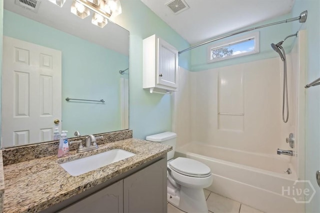 375 Hermitage Dr, Richmond Hill, GA 31324 - full bathroom with vanity,  shower combination, and tile patterned flooring