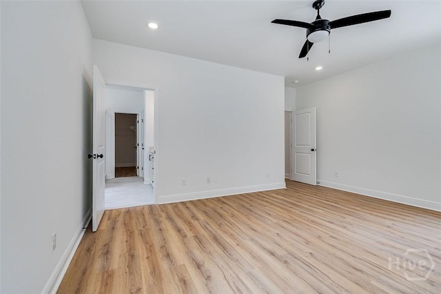 201 Dean Dr, Guyton, GA 31312 - empty room featuring light wood-type flooring, ceiling fan, and recessed lighting