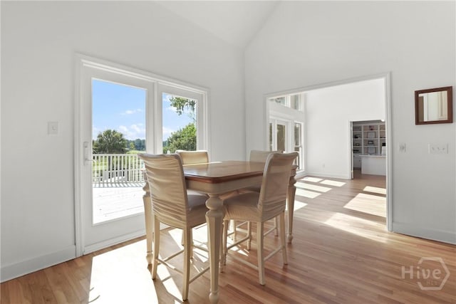 271 Davis Rd, Richmond Hill, GA 31324 - dining room with light wood-style flooring and high vaulted ceiling