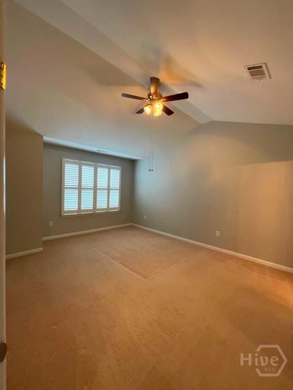 230 Opus Ct, Pooler, GA 31322 - unfurnished room with lofted ceiling, a ceiling fan, and light carpet