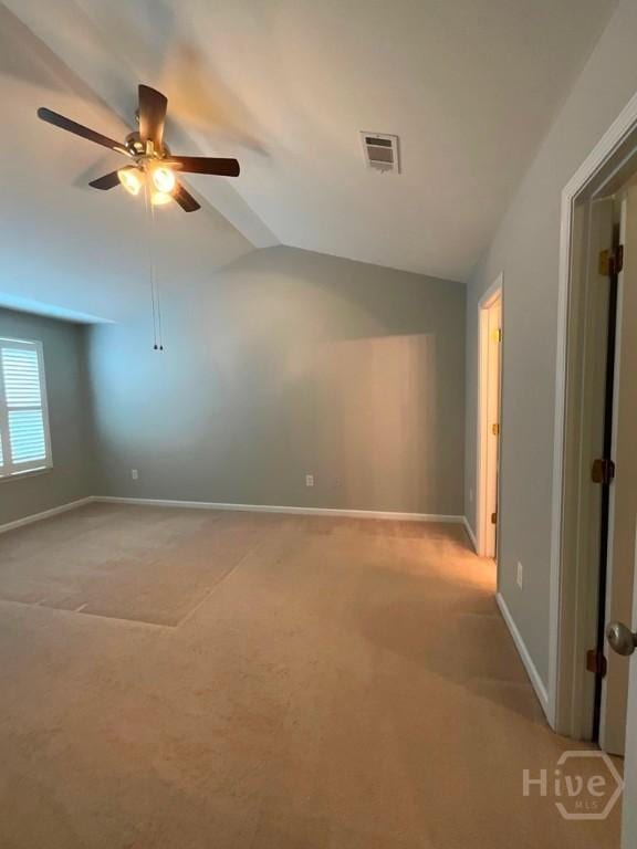 230 Opus Ct, Pooler, GA 31322 - unfurnished room featuring vaulted ceiling, ceiling fan, and light carpet