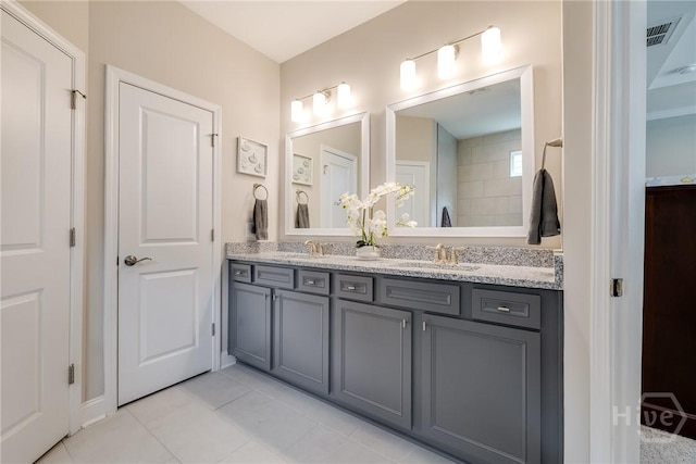 139 Harvest Hl, Pooler, GA 31322 - bathroom with double vanity and tile patterned flooring