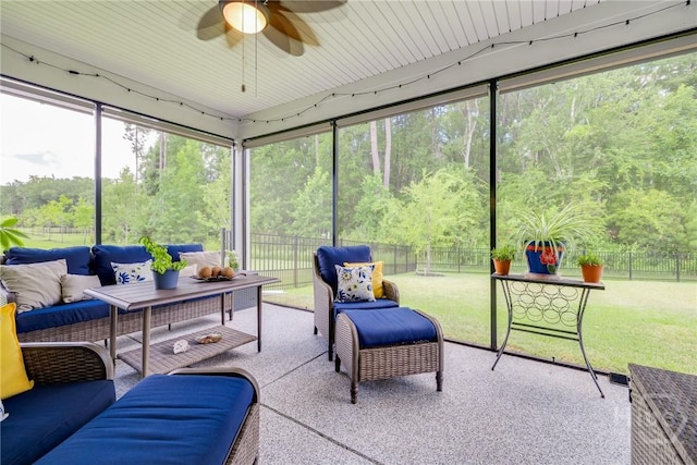 139 Harvest Hl, Pooler, GA 31322 - sunroom featuring ceiling fan, outdoor lounge area, and healthy amount of natural light