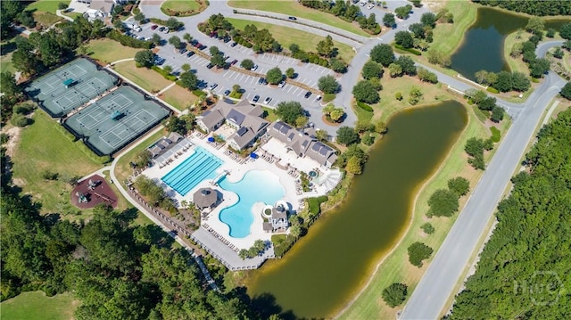 139 Harvest Hl, Pooler, GA 31322 - drone / aerial view of a pool and a large body of water