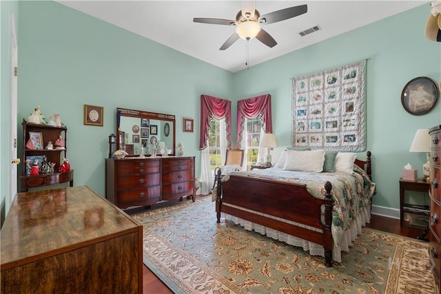 2055 Blankenbaker Rd, Statesboro, GA 30458 - bedroom with wood finished floors and a ceiling fan