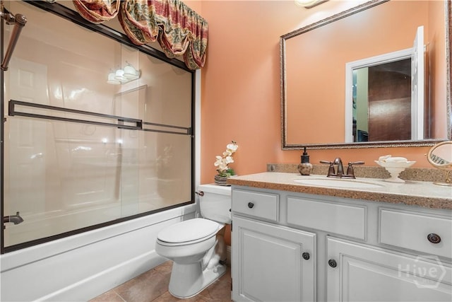 2055 Blankenbaker Rd, Statesboro, GA 30458 - bathroom with vanity, shower / bath combination with glass door, and tile patterned floors