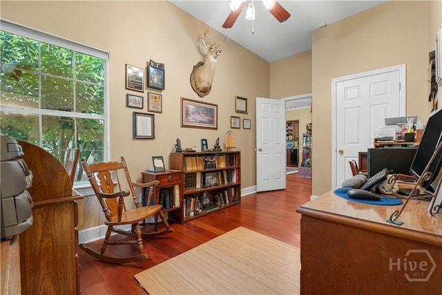 2055 Blankenbaker Rd, Statesboro, GA 30458 - office featuring a ceiling fan and wood finished floors