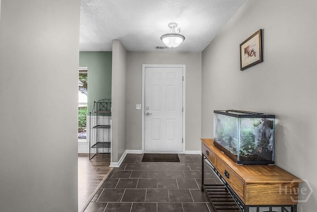 250 Laurel Hill Cir, Richmond Hill, GA 31324 - entryway featuring a textured ceiling and dark tile patterned flooring